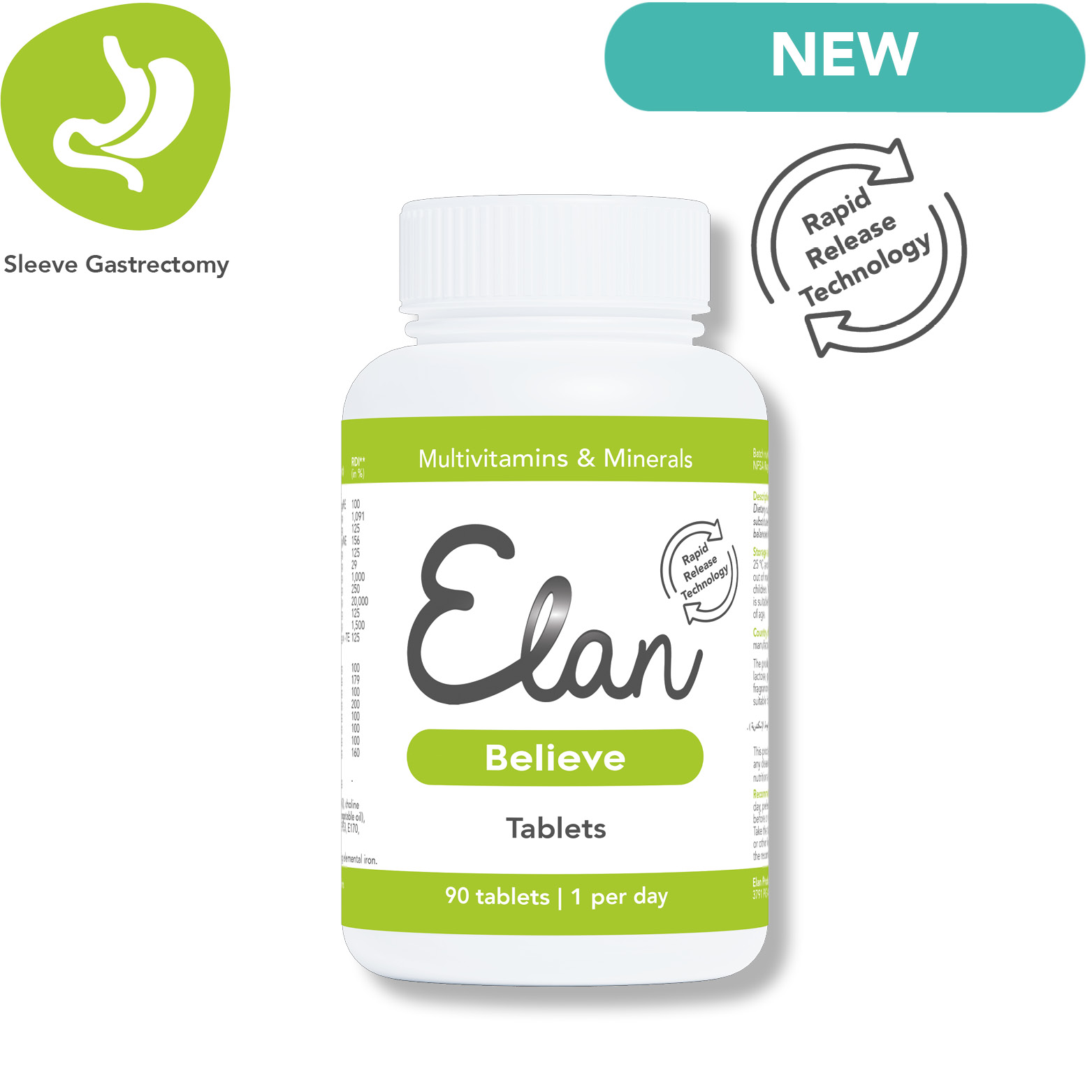 vue de face des comprimés believe