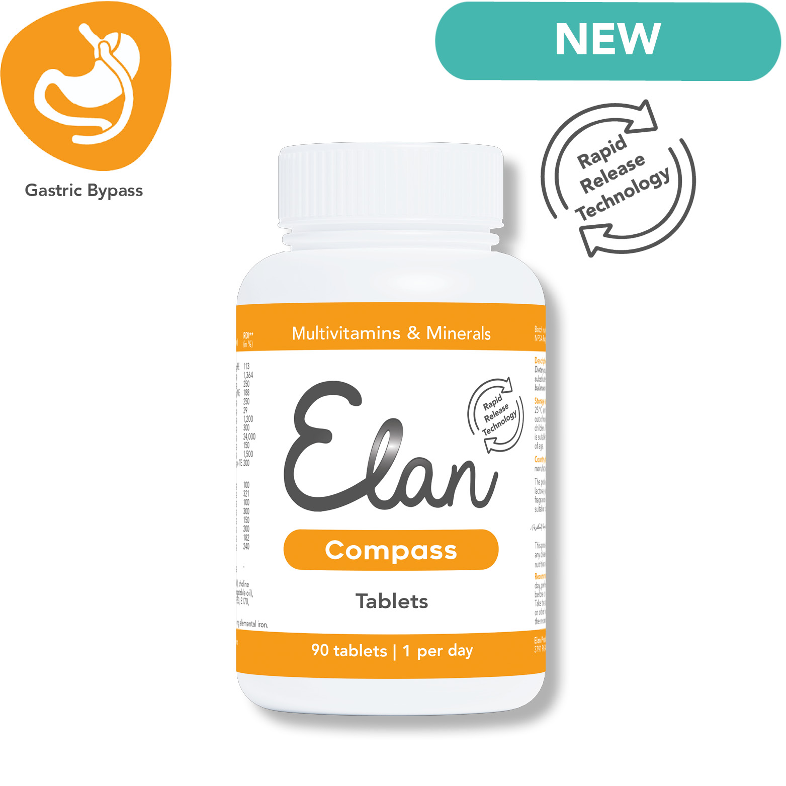 vue de face des comprimés Compass